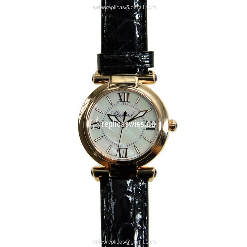 Chopard Imperiale Replica - Quartz - 18kt Rose Gold - Silver Dial - Black Alligator Strap - Luxury Replica IMPERIALE Watch